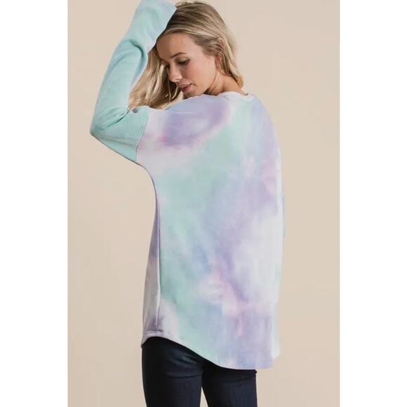 Lovely Melody - Tie Dye French Terry Women's Shirt with Criss - NWOT - Picture 2 of 5
